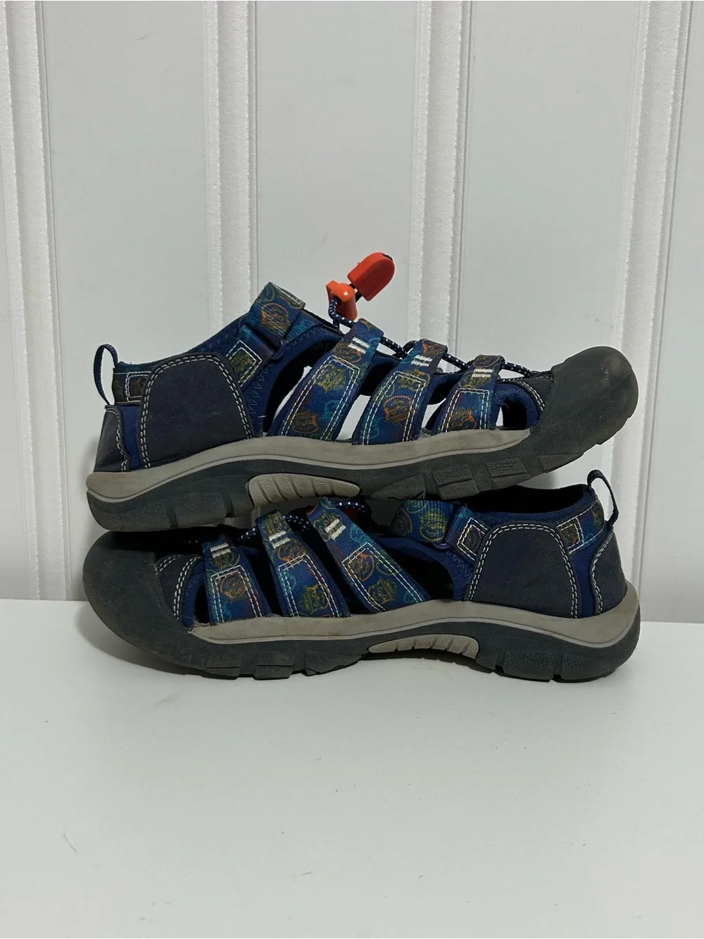 Keen Newport Kids Navy Blue Sandals with Orange Accents Smokey the bear
